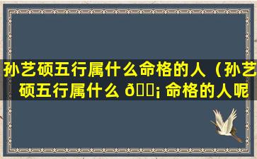 孙艺硕五行属什么命格的人（孙艺硕五行属什么 🐡 命格的人呢 🐳 ）